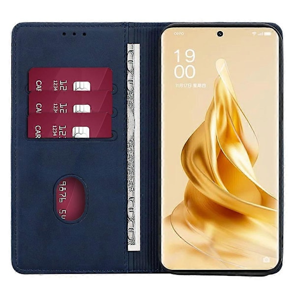 För Oppo A78 4G Fodral Kalvtextur Läderfodral med Plånboksstativ - Svart Multicolor Sapphire