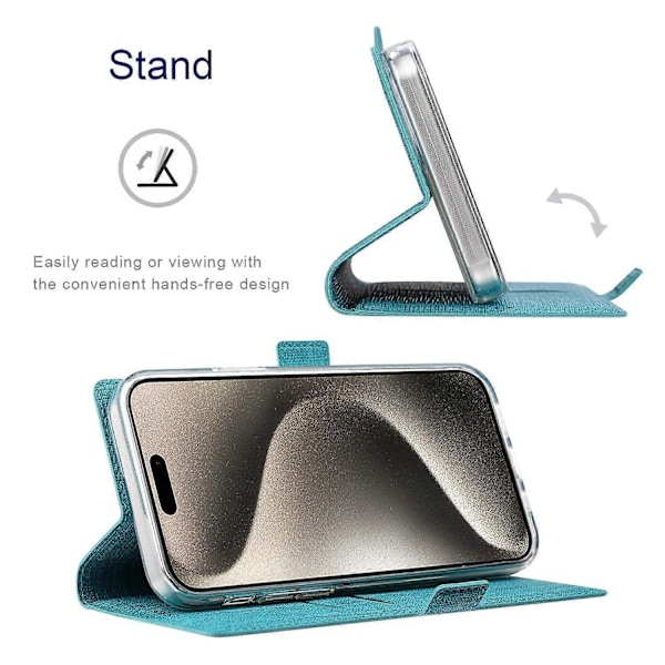 VILI K Series för iPhone 15 Pro Fodral PU Läder Plånbok Ställ Telefonskydd Multicolor Style C