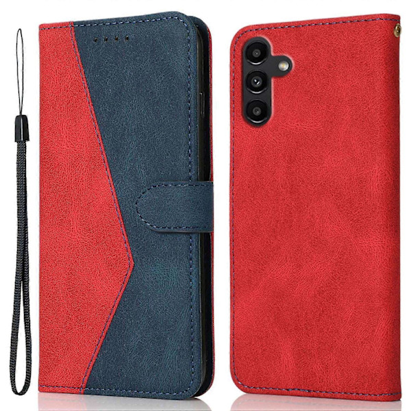 För Samsung A56 5G Tvåfärgat Läder Plånboksfodral Skyddande Flip Ställ Multicolor Style E