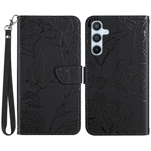 Til Samsung Galaxy A05s 4G Cover PU Læder Wallet Præget Blomster Telefon Cover med Håndledsrem Multicolor Style D