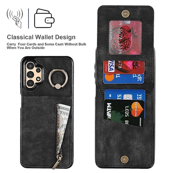 Til Samsung Galaxy A13 5G/A13 4G RFID Blokerende Støtteben Etui Retro PU+TPU Wallet Telefon Cover Multicolor Style A