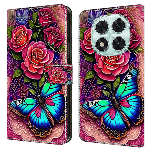 För Xiaomi Redmi Note 14 Pro 5G Fodral PU Läder Plånbok Telefonfodral med Ställ Multicolor Colorful Butterfly