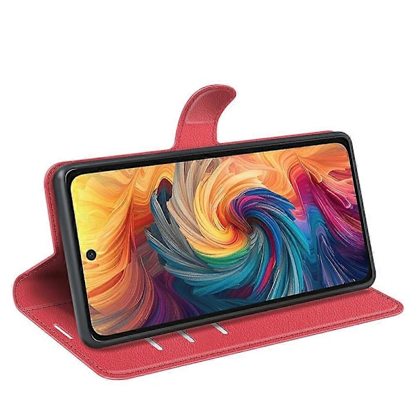 Til ZTE Blade V70 Etui Litchi Tekstur Stødsikkert Læder Wallet Telefon Cover - Grøn Multicolor Red