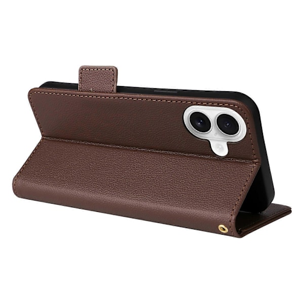 Læder Flip Telefon Cover med Litchi Tekstur til iPhone 16 Plus Multicolor Style D