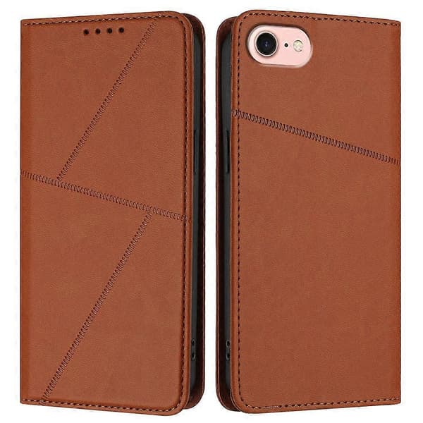 Plånboksfodral för iPhone 16e med magnetlås, läderfodral med stativ Multicolor Coffee