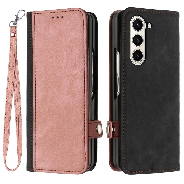För Samsung Galaxy Z Fold5 5g Pu Läder+PC Phone case Kortplatser Stötsäkert cover Pink