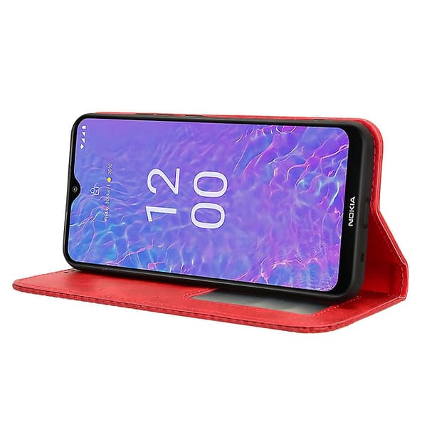 För Nokia C210 Case Plånbok Retro Pu Läder Skyddstelefon Cover Red