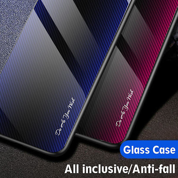 För Samsung Galaxy S23 Fe härdat glas+mjukt Tpu phone case kolfibertextur cover Dark Blue