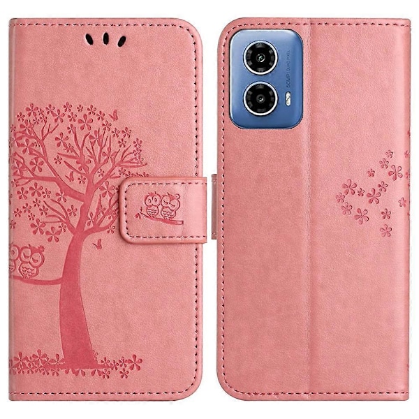 Til Motorola Moto G35 5G Etui PU Læder Ugle Træ Præget Tegnebog Telefon Cover Multicolor Style F
