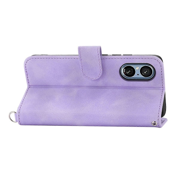 Til Sony Xperia 5 V Etui Præget Læder Telefon Cover med Håndrem+Skulderrem Multicolor Style B