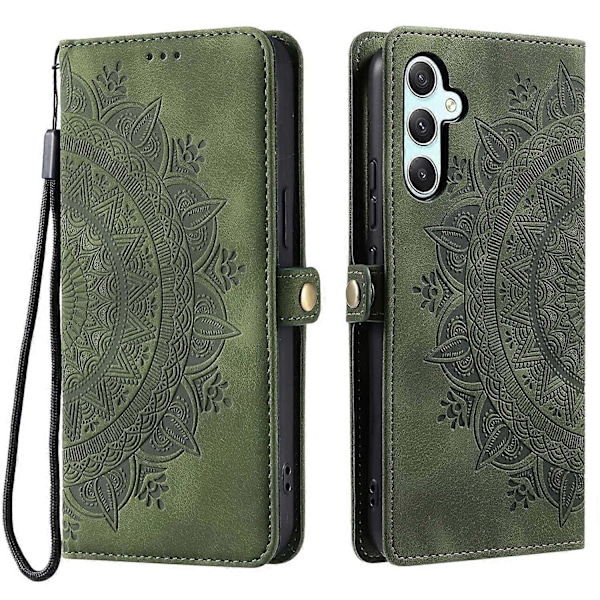 Style 016 Til Samsung Galaxy S23 FE Etui Hudfølelse Totem Præget Tegnebog Læder Telefon Cover - Sort Multicolor Blackish Green
