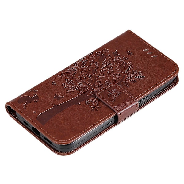 KT Imprinting Flower Series-3 til Xiaomi 14T Etui Katte Træ Mønster Flip Læder Telefon Cover Multicolor Style H