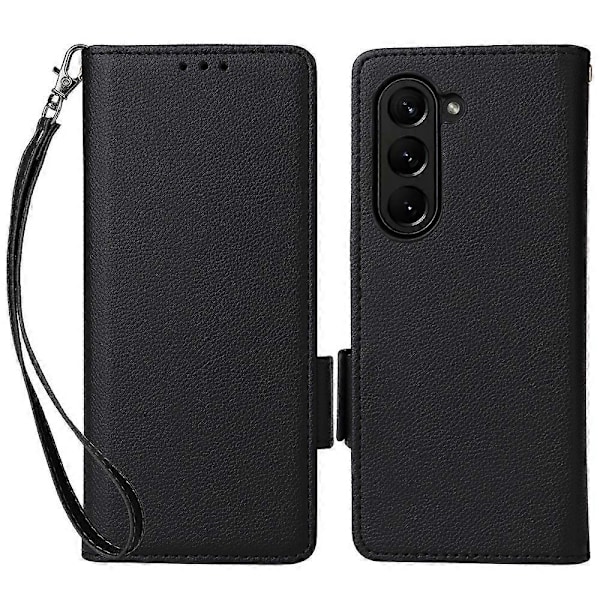 Plånboksfodral för Samsung Galaxy Z Fold5 5G TPU+Läder Flipfodral med Rem