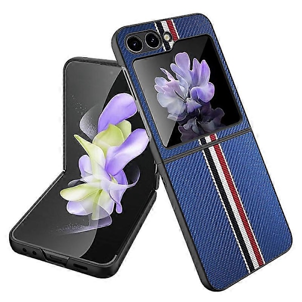 Til Samsung Galaxy Z Flip5 5G Slim Case Bånd Splejsning PU+PC Telefon Cover Multicolor Style D