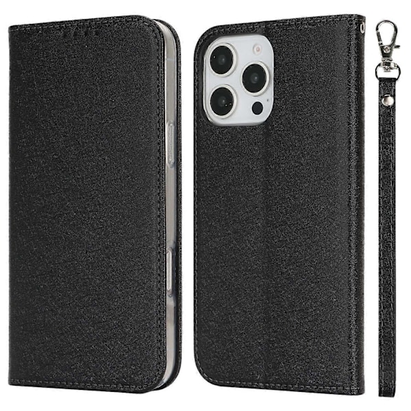 För iPhone 16 Pro Fodral PU Läder Silkeslen Textur Magnetisk Flip Telefonfodral Multicolor Style A