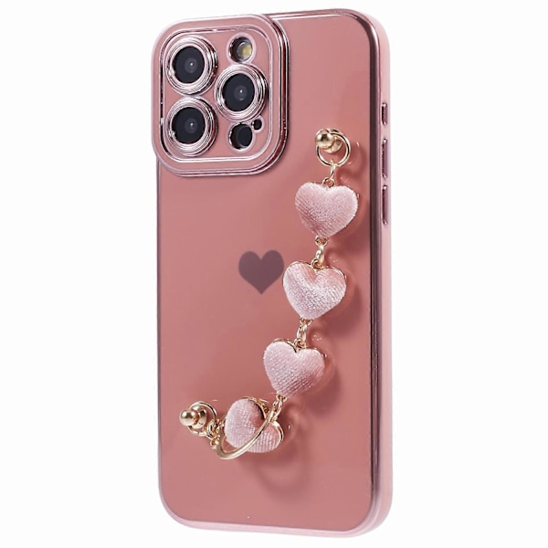 Elektropläterat TPU-skal med hjärtkedja för iPhone 15 Pro Multicolor Style A