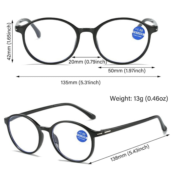 Lukulasit Presbyopia Silmälasit PUNAINEN VAHVUUS 1,5X Red Red Strength 1.5x-Strength 1.5x
