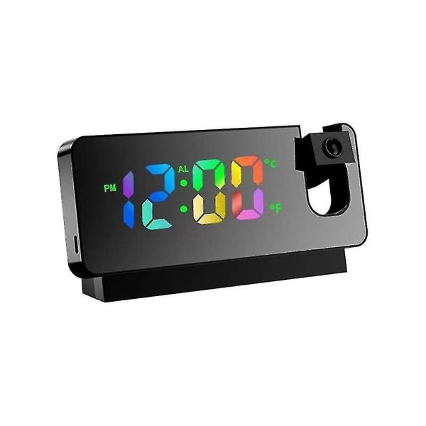 Projektion LED Spejlur med Snooze Funktion til Hjem Soveværelse Kontor Skrivebord Bordur