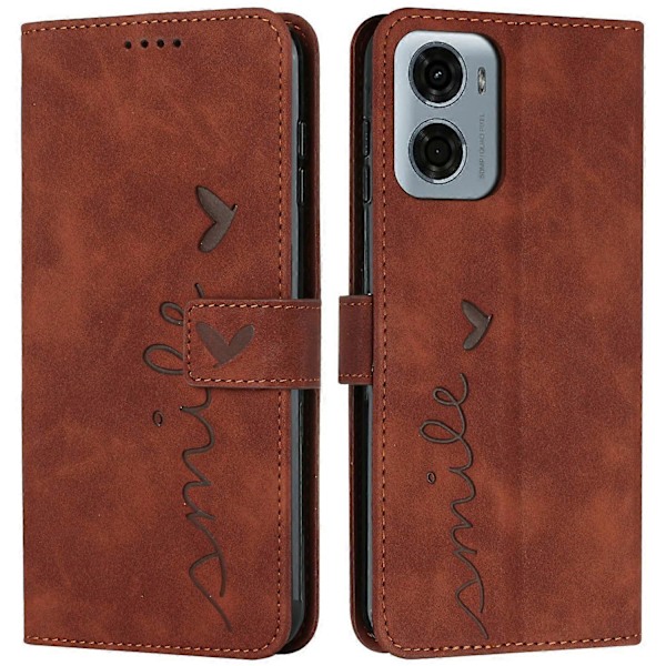 Til Motorola Moto G05 4G Etui Visningsstativ PU Læder Telefon Cover Præget Mønster Multicolor Brown