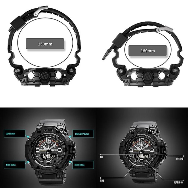 Skmei 1617 Double Nights Dial Watch, Färg: Svart Not Specified