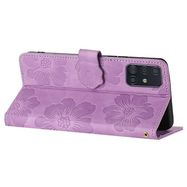 Pungcover til Samsung Galaxy A51 4G SM-A515 Blomster Præget Stativ PU Læder Telefon Cover Multicolor Style C