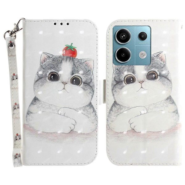 Til Xiaomi Redmi Note 13 Pro 5G/Poco X6 5G Wallet Case 3D Mønster Print Læder Cover med Rem Multicolor Cute Cat