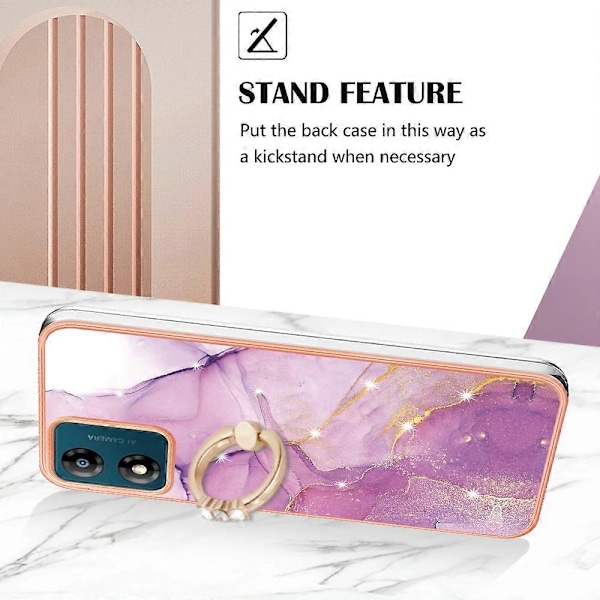 YB IMD Series-10 Motorola Moto E13 4G pehmeä TPU puhelinkotelo IMD marmorinen takakansi jalustalla Multicolor Style A