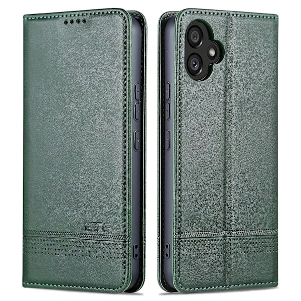 Azns Pu Läder Phone case För Samsung Galaxy A04e 4g, Stativ Magnetic Absorption Flip Cover Green