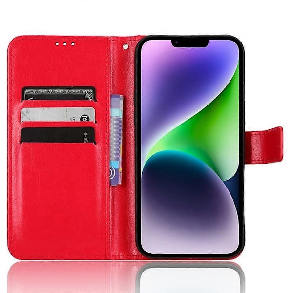 Telefoncover til iPhone 15 Plus Cover Crazy Horse Tekstur Læder Wallet Stand Shell Multicolor Style B