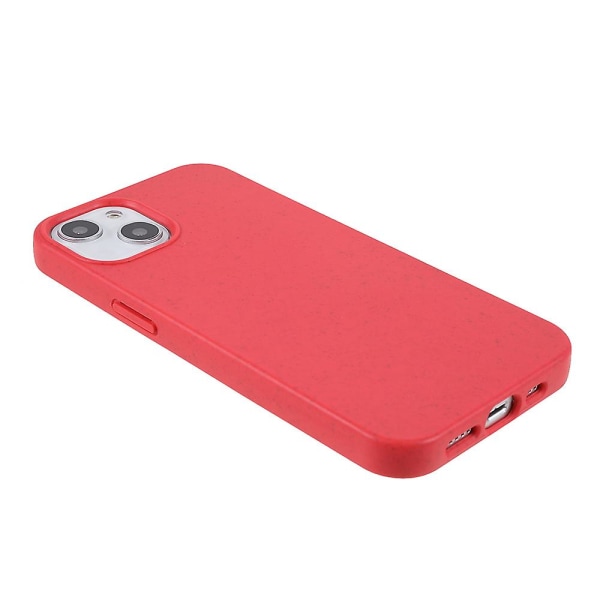 För Iphone 15 Starry Sky Series Matt biologiskt nedbrytbart case Wheat Straw+tpu Hybrid Phone Cover Red