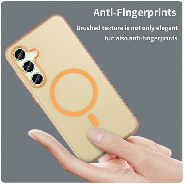 Samsung Galaxy S24 FE -kotelo, yhteensopiva MagSafe-tekniikan kanssa, TPU+PC ohut mattapintainen läpikuultava puhelinkuori Multicolor Orange