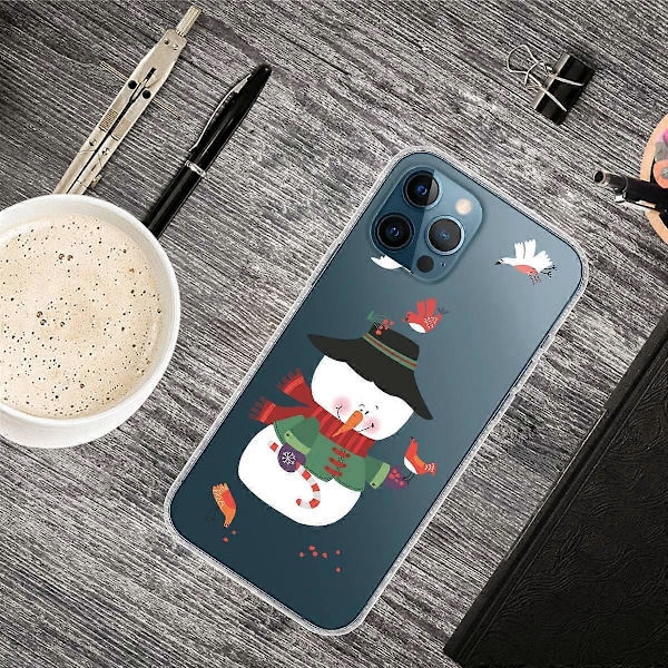 Til iPhone 16 Pro Max Cover Julemønster Print Blød TPU Telefon Cover - Sokker og Gaver Multicolor Snowman