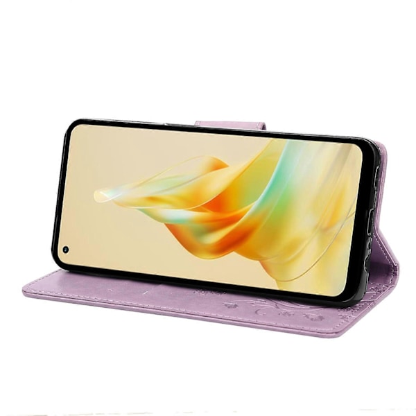 Til Oppo Reno8 T 4G PU Læder Telefon Cover Blomst Sommerfugl Præget Telefon Etui Wallet Stand Multicolor Style H