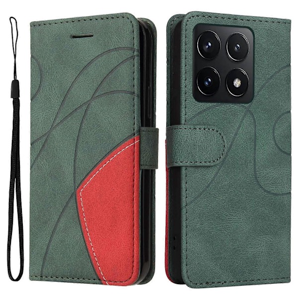 KT Läderserie-1 För Xiaomi 14T Läderfodral Färgskarvning Telefonskydd Plånboksställ Multicolor Style C
