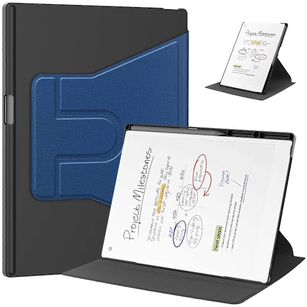 För ReMarkable Paper Pro Fodral Främre Stöd 360 Graders Roterande Ställ PC+PU Läder E-läsare Skydd Multicolor Navy Blue