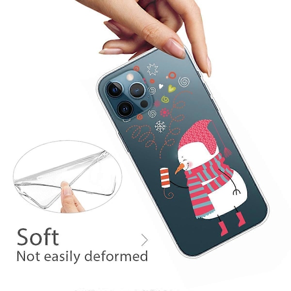 Til iPhone 16 Pro Max Cover Julemønster Print Blød TPU Telefon Cover - Sokker og Gaver Multicolor Snowman and Fireworks