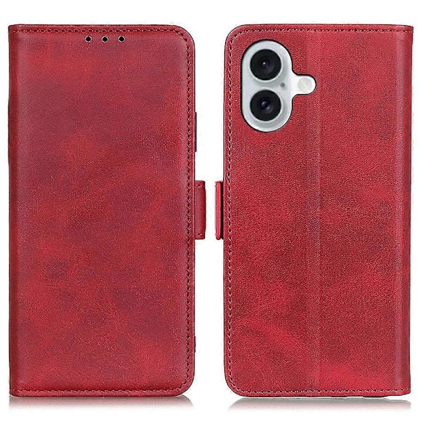 iPhone 16 Plus -kotelo PU-nahkainen lompakkokotelo sivumagneettilukolla - Musta Multicolor Red