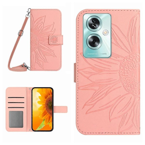 Oppo A79 5G/A2 5G Kotelo PU Nahka Auringonkukka Lompakko Puhelinkotelo Olkahihnalla Multicolor Style D