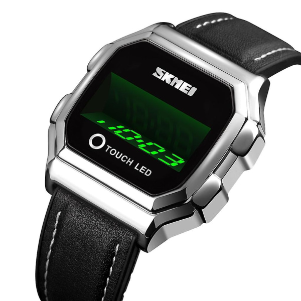 Skmei 1650 Läderrem Version Elektronisk watch Läderrem Version Silver