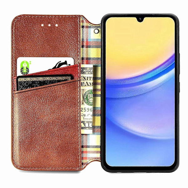 Stødsikkert etui med rombe-præg, pung og stativ til Samsung Galaxy A15 4G/A15 5G Multicolor Style D