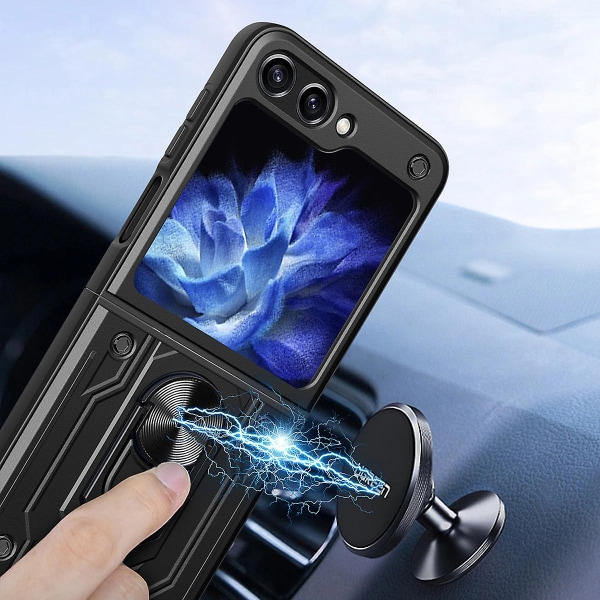 Phone case för Samsung Galaxy Z Flip5 5g, skjutlinsskydd Pc+tpu Anti-drop Kickstand Cover White