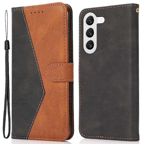 Fodral för Samsung Galaxy A26 5G Färgskarvning Plånboksställ Läder Telefonfodral med Handledsrem Multicolor Style A