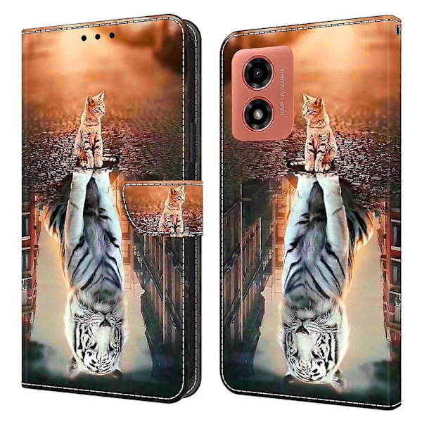Læderetui med 3D-mønster, pung og stativ til Motorola Moto E14 4G/G04 4G/G04s 4G/G24 4G Multicolor Style K