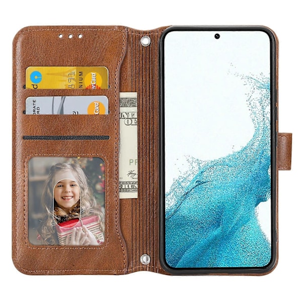 Til Samsung Galaxy S23 FE Etui Lynlås Pung PU Læder Støtteben Mobiltelefon Cover med 2 Stropper Multicolor Style E