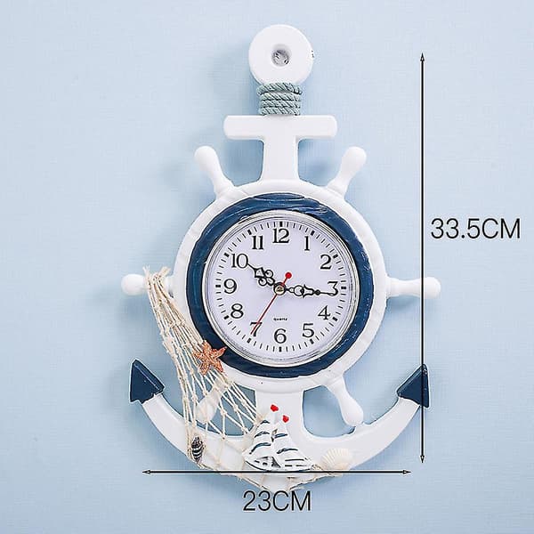 Medelhavsstil Ankare Väggklocka Creative Clock kompatibel Heminredning kompatibel Vardagsrum Sovrum Study-f D