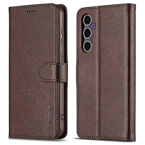 LC.IMEEKE Etui til Samsung Galaxy A56 5G, kalvetekstur PU læder, stativ, pung, telefoncover - Grå Multicolor Brown
