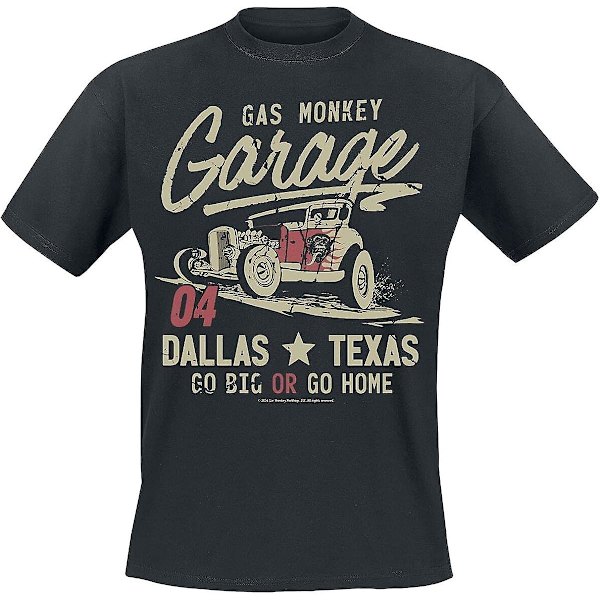 Gas Monkey Garage Go Big Or Go Home Herre T-shirt Sort, Regular Black M