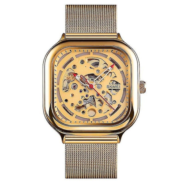 Skmei 9184 Men Square Tourbillon Automatisk Mekanisk Watch Guld