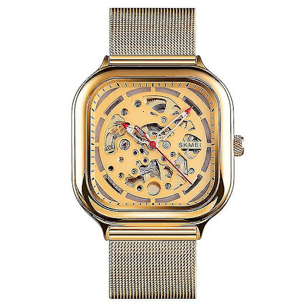Skmei 9184 Menn Firkantet Tourbillon Automatisk Mekanisk Klokke Gull