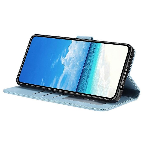 Til Samsung Galaxy S25+/ S24+ Wallet Case Rose Mønster Præget Læder Flip Stand Telefon Cover Multicolor Sky Blue